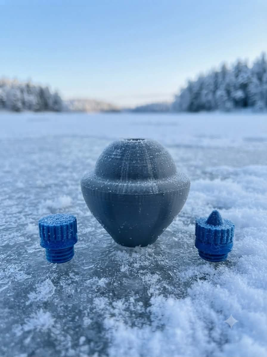 Sphères BoréalCatch installées sur la glace pour pêche sur glace 0,30 mm