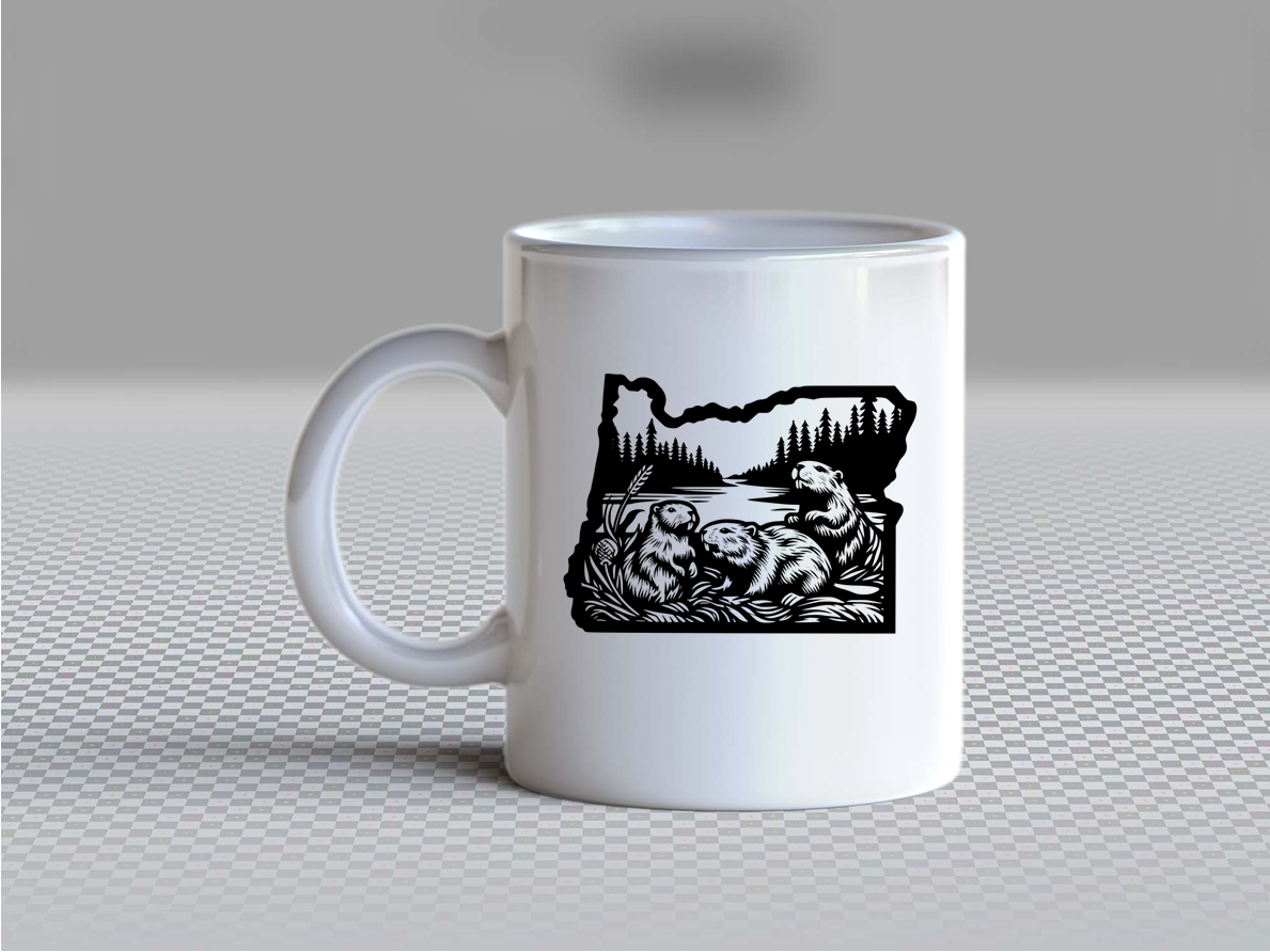 Black and White Oregon Beaver Mug