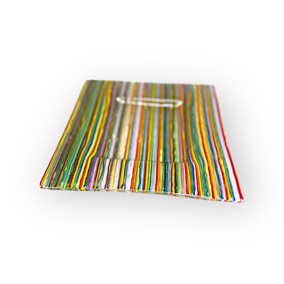 Thumbnail: Rainbow striped square glass platter