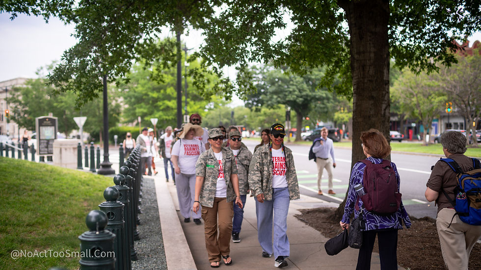 We didn’t march—we walked. Quiet, deliberate, unspectacular. A hundred veterans and allies making our way to the Supreme Court in the thick D.C. heat. No chants, no signs. Just presence.
