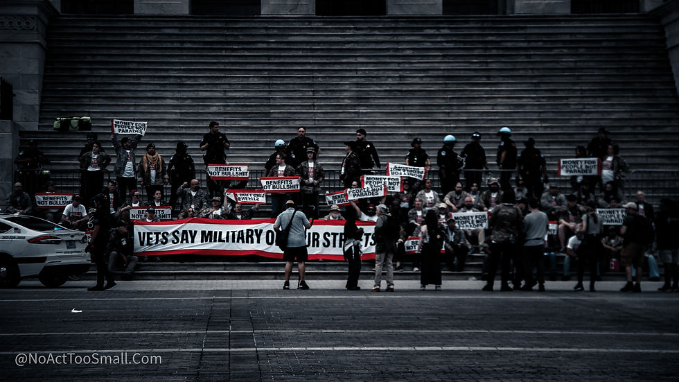 Veterans for Peace and About Face vets occupying the Capitol steps