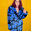 Thumbnail: GUESS Electric Blue Pop Art Faux Fur Coat