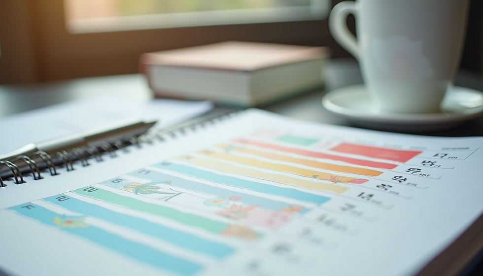 planning and organizing daily tasks with a colorful planner