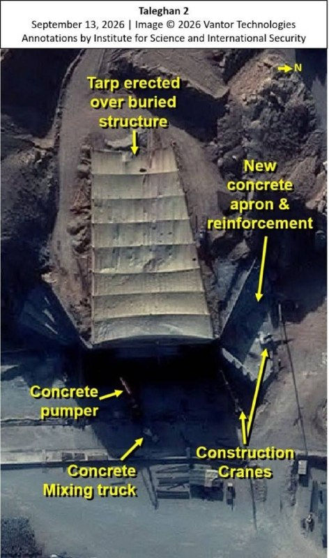 Satellite imagery from September 2026 confirmed that Iran has been rapidly rebuilding the Taleghan 2 facility at the Parchin military complex
