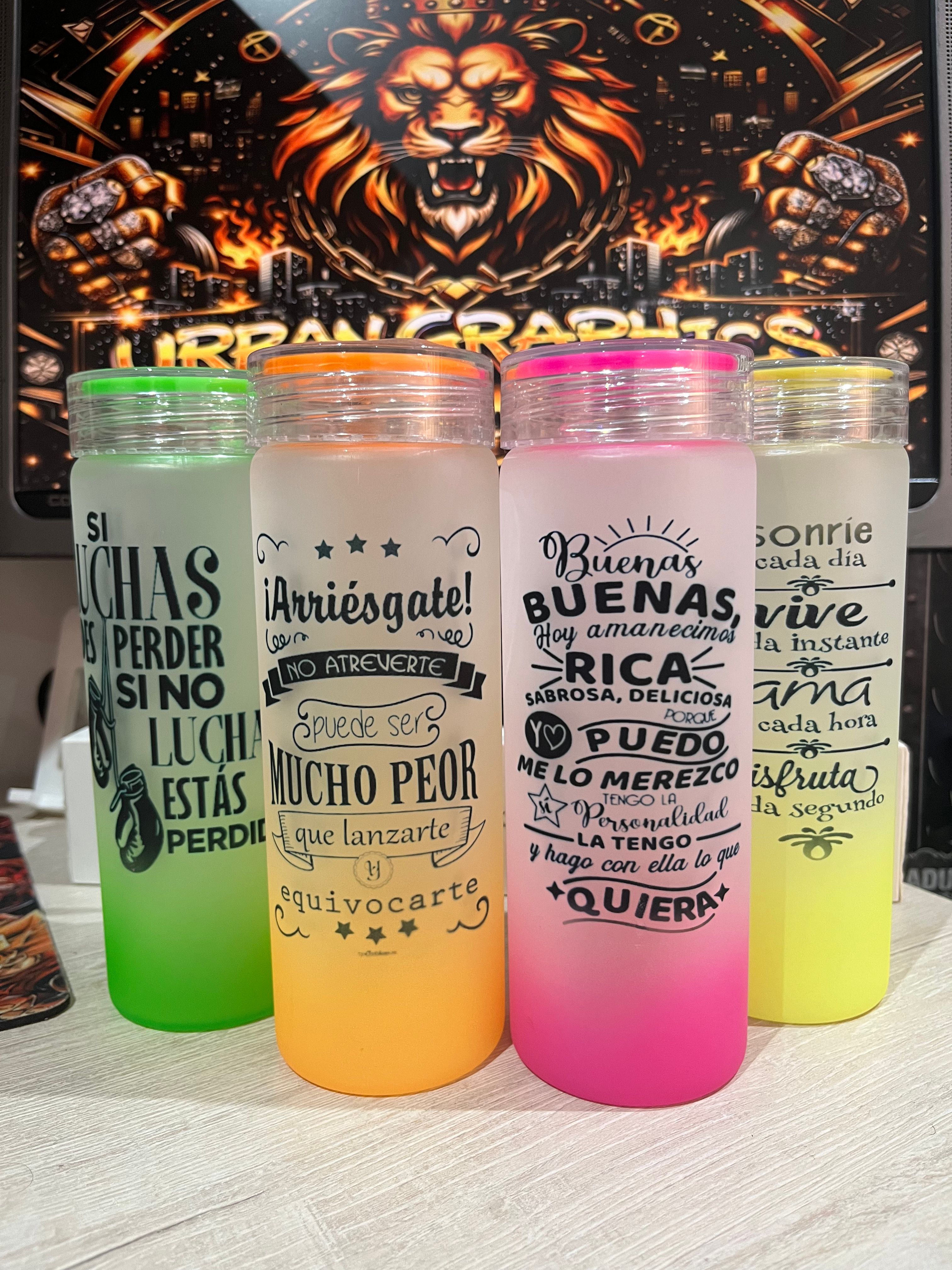 Botella de Vidrio Opalizado Personalizada