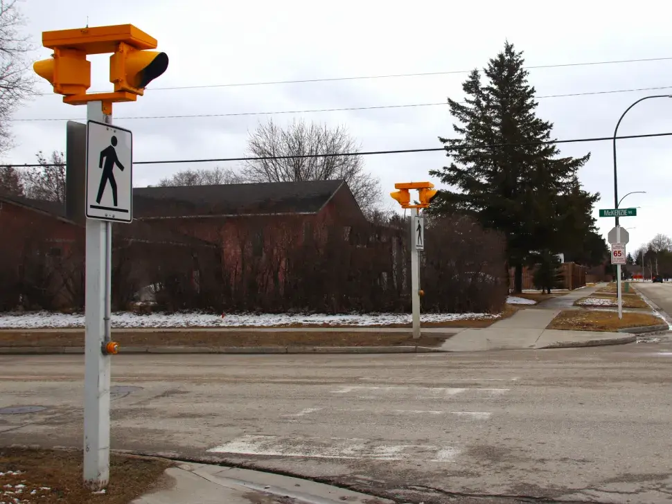 The crosswalk bridging McKenzie Avenue at Giesbrecht Street