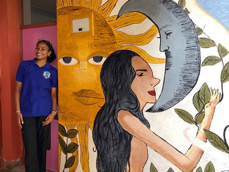"Igniting Passions: Celebrating Maya's Inspiring School Mural"
