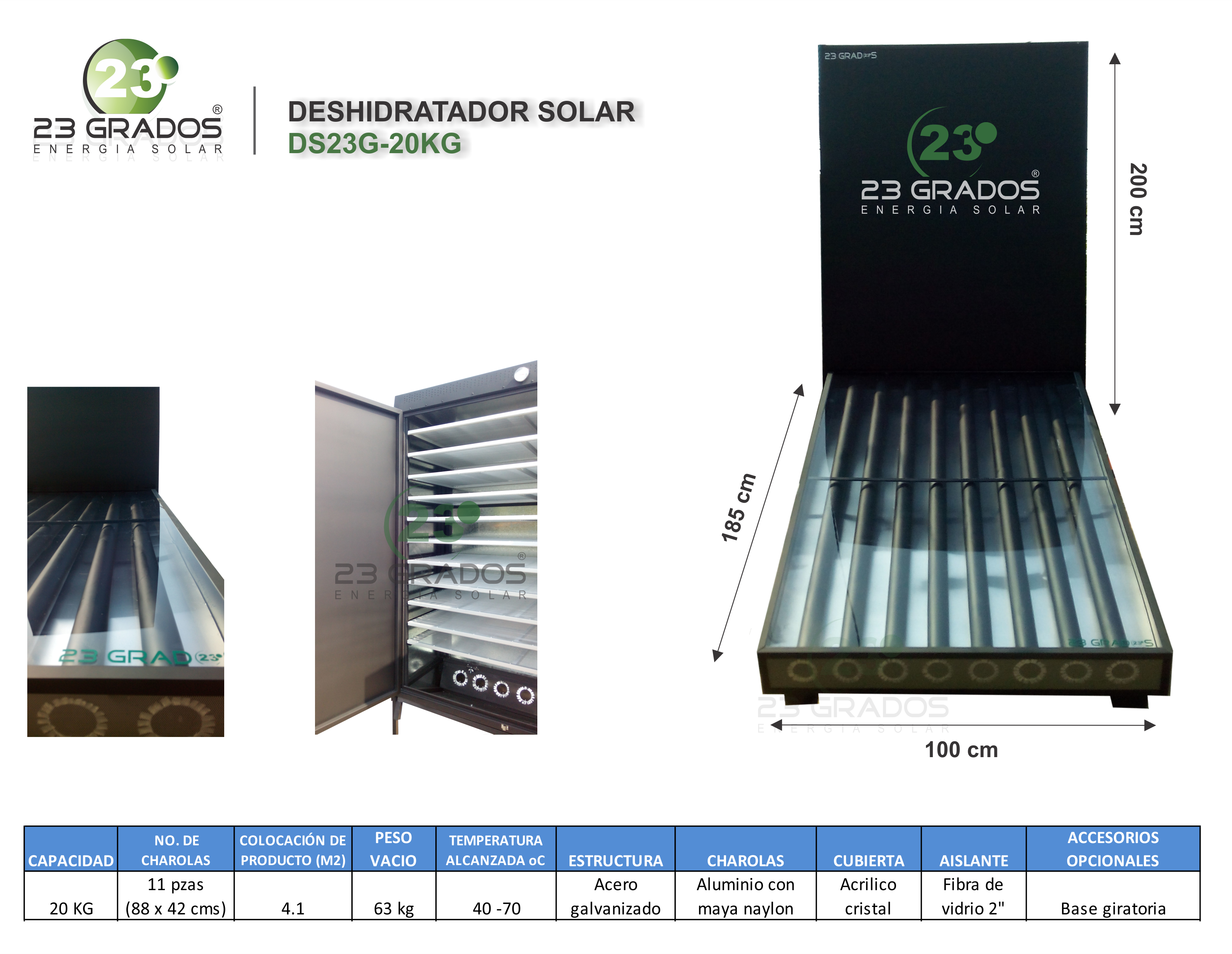 Deshidratador Solar 23 GRADOS 20kg