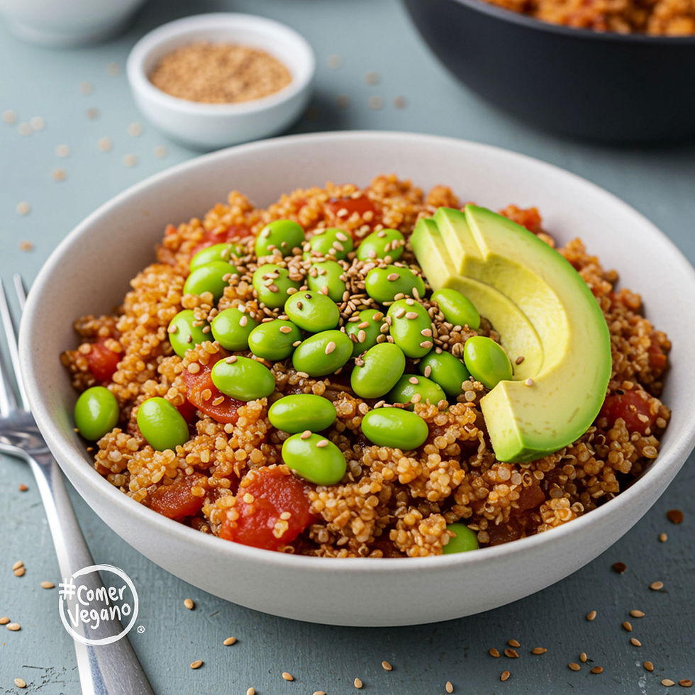 quinoa con edamames y aguacate