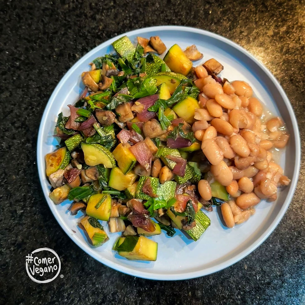 Guisado de calabacita con espinaca y champiñón