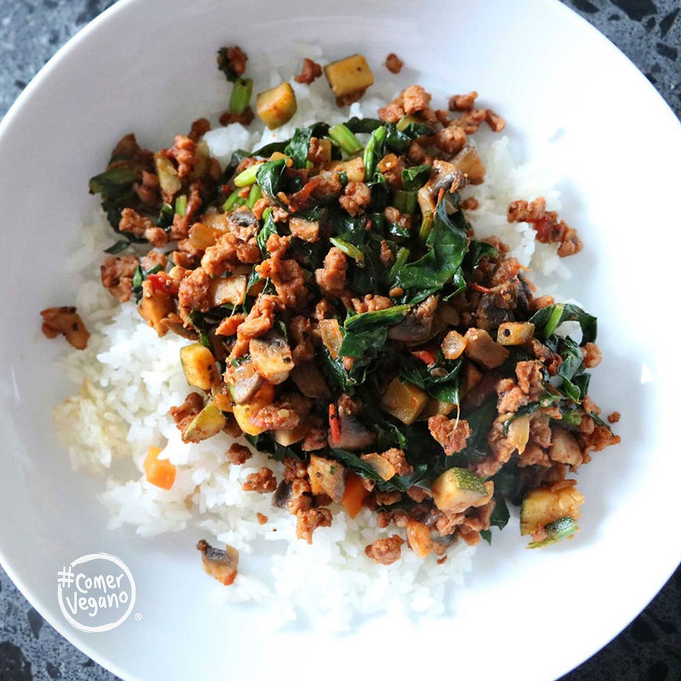 carne de soya con verduras