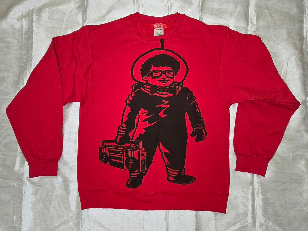 KHA-TEES Sweater Red Afro-Naut Logo Crew Neck Mens