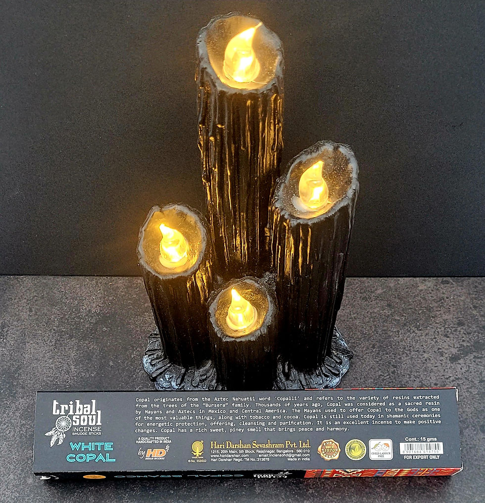 Thumbnail: Tribal Soul White Copal incense sticks with gothic candles, resin scent for energy balance and spiritual cleansing rituals.
