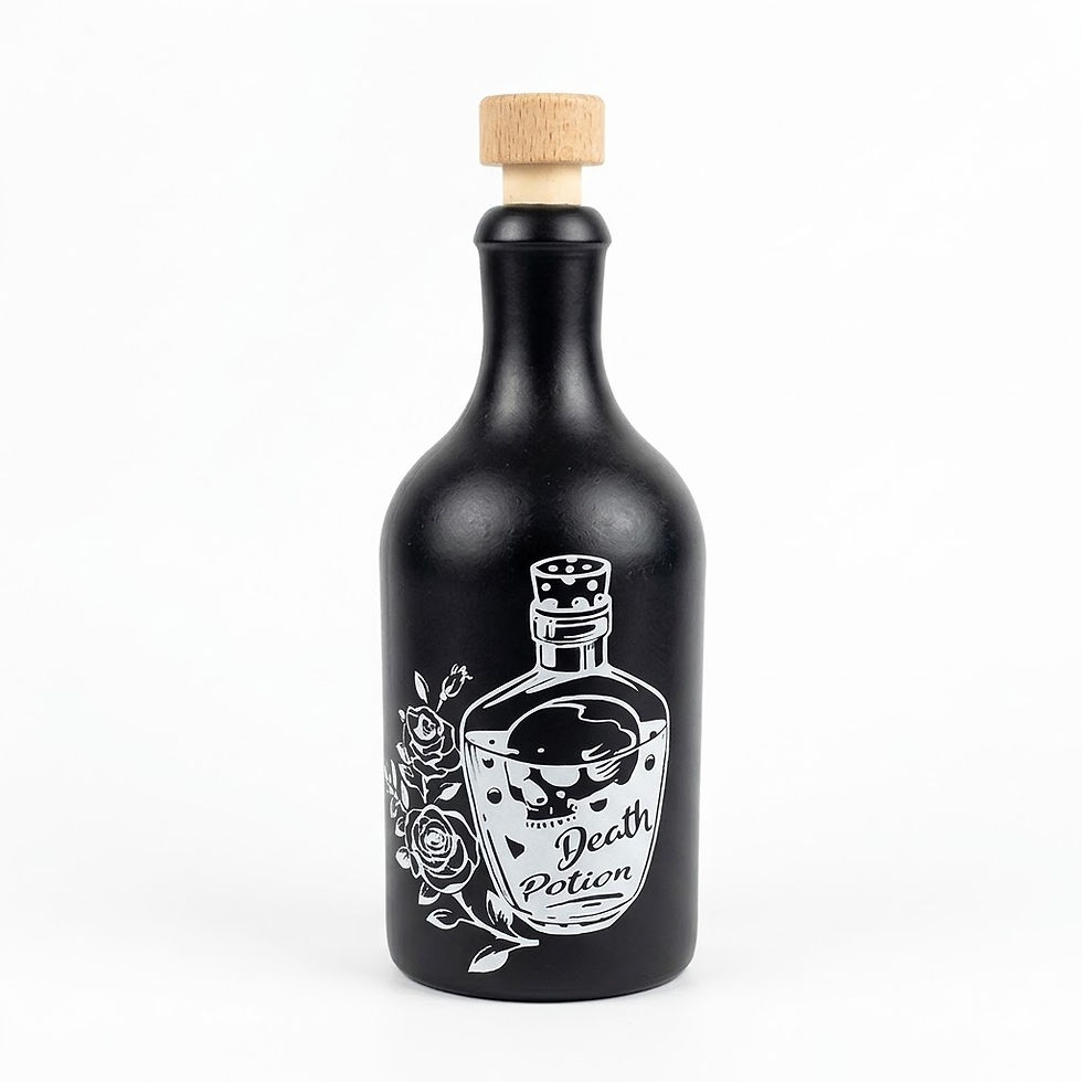 Thumbnail: Death Potion Gothic Apothecary Bottle – 750ml Earthenware Black Potion Jar