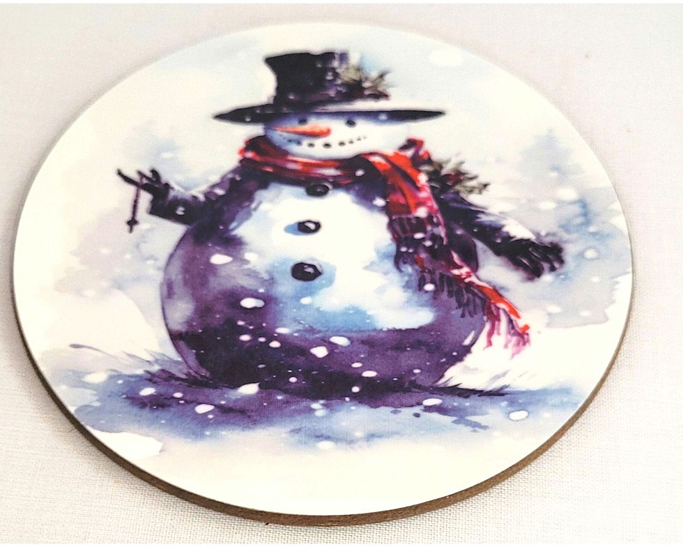 Thumbnail: white ceramic gothic snowman mug with matching mdf coaster
