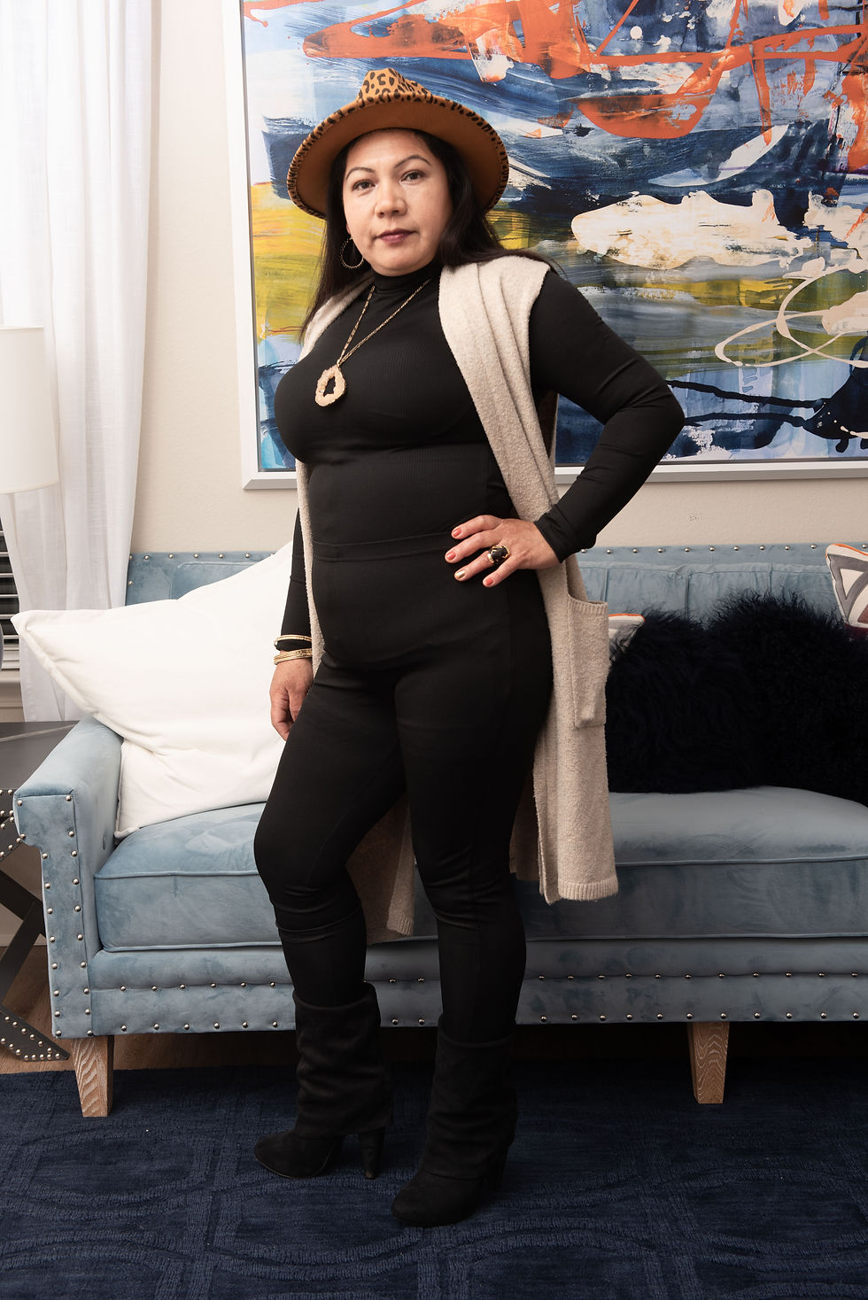 Thumbnail: 2 in 1 Cute Black Long Sleeve Turtle Neck Set