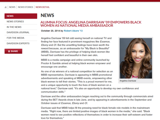 Alumna Focus: Angelina Darrisaw’09 Empowers Black Women as National Media Ambassador