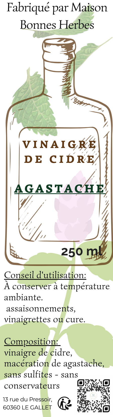 Vinaigre de cidre AGASTACHE