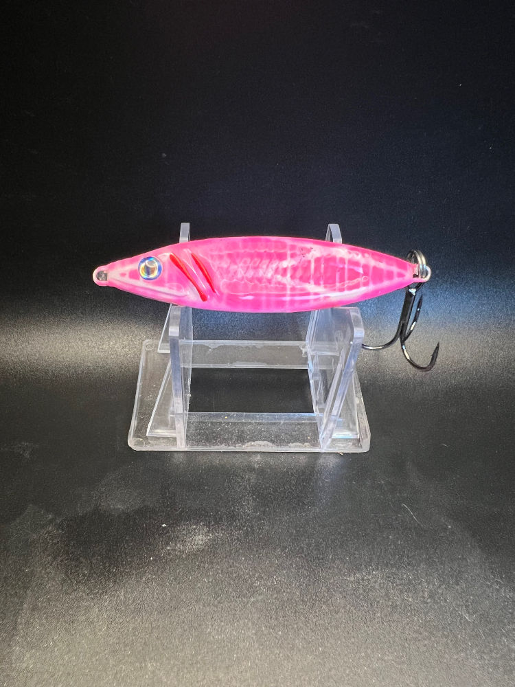 Fluke Fighters UV Glow 1.25 oz Salmon Jigging Spoon 3x Trebble Hook