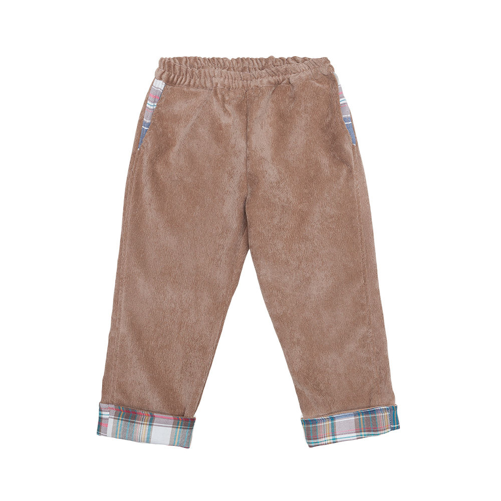 Cherry camel checked corduroy pants