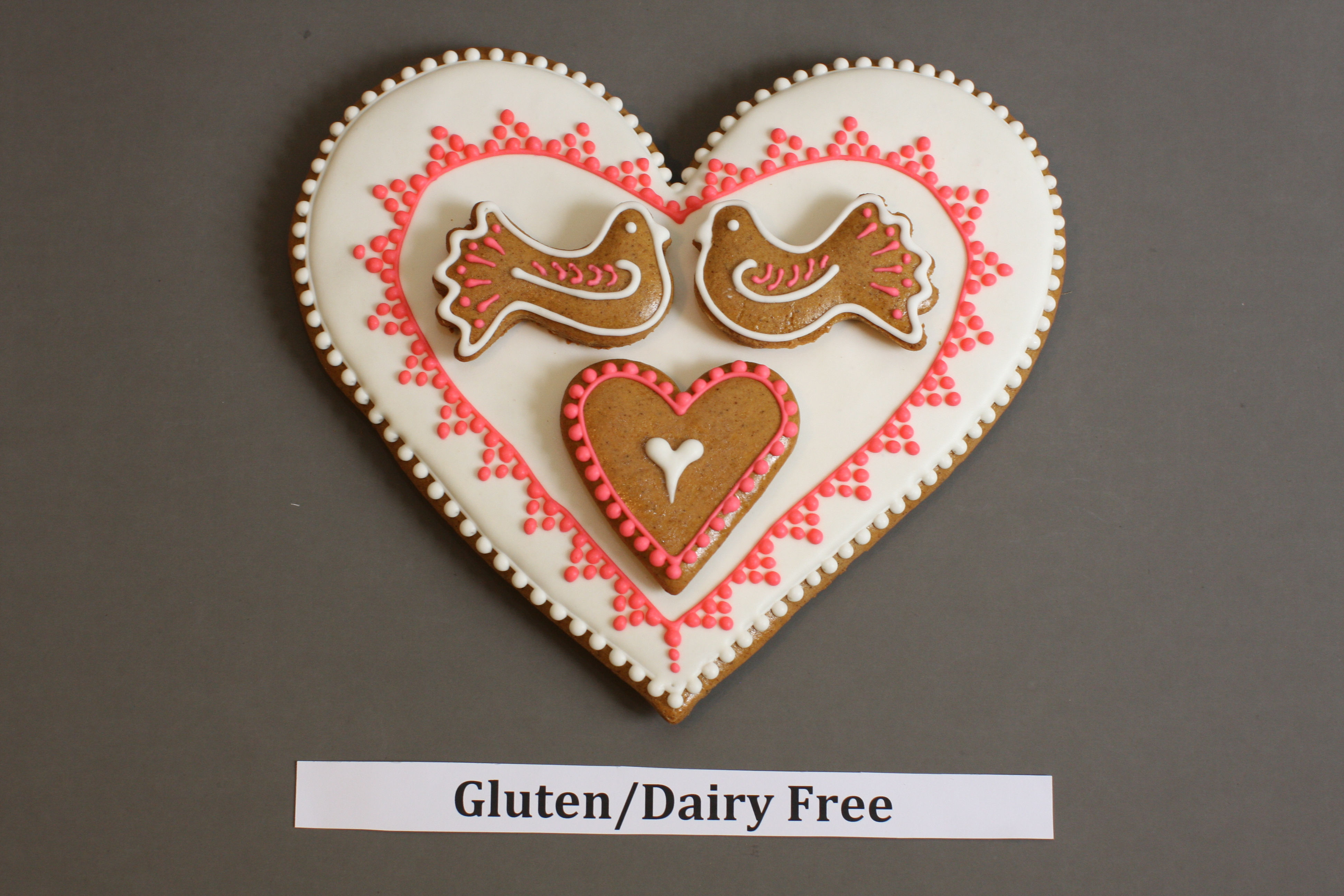 Heart with doves 8"- Gluten/Dairy free