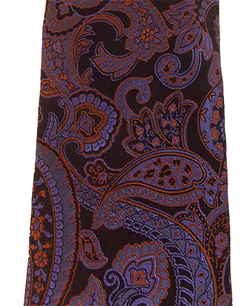 Thumbnail: Brown & Purple Multicolored  Paisley Design silk Italian Necktie
