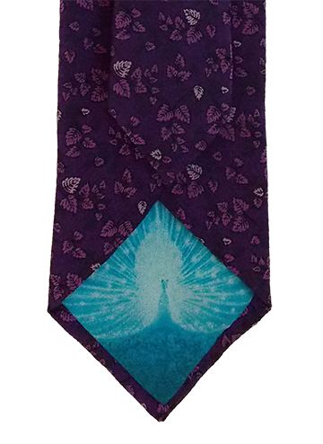 Thumbnail: Electric Blue & Purple Small Leaf Design Silk Italian Necktie