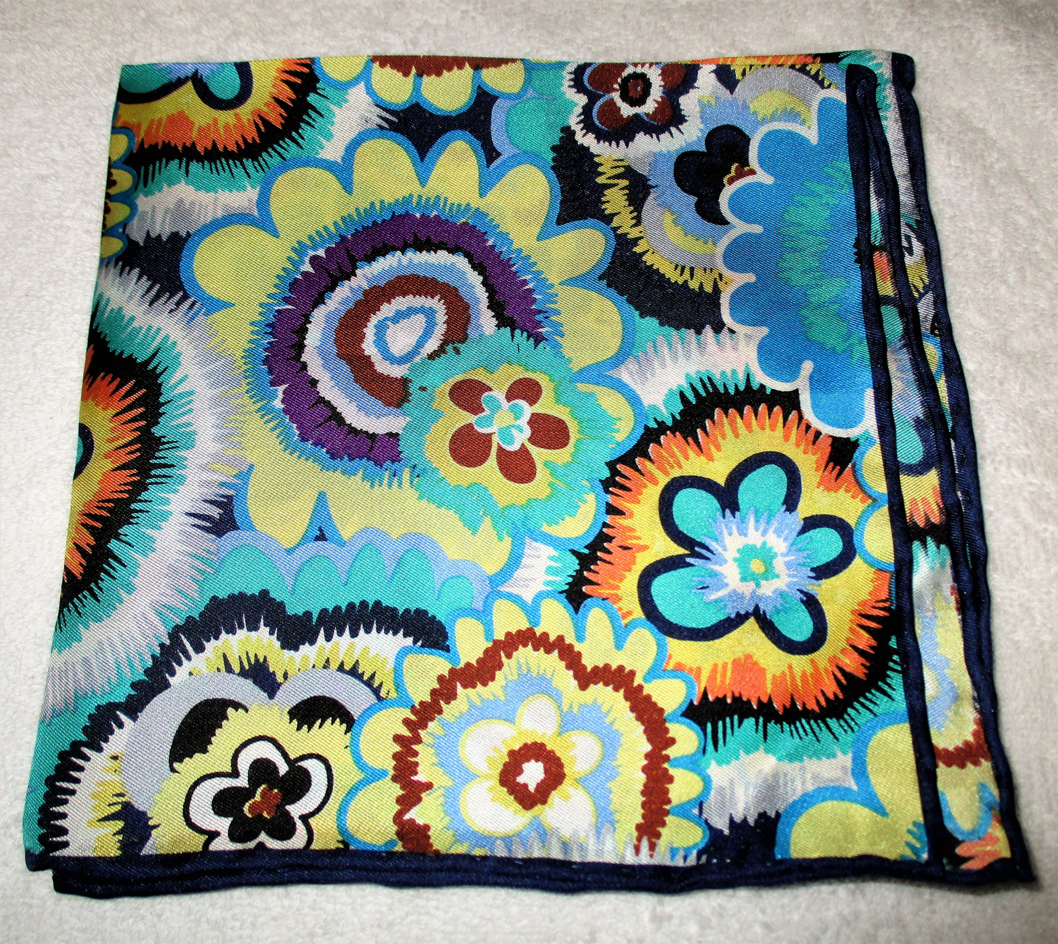 Blue floral Silk Pocket Square