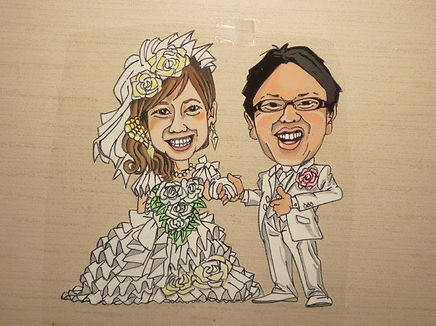 新郎新婦似顔絵セル画