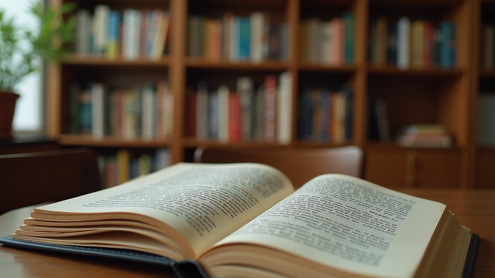 Eye-level view of a cozy reading nook filled with language learning books