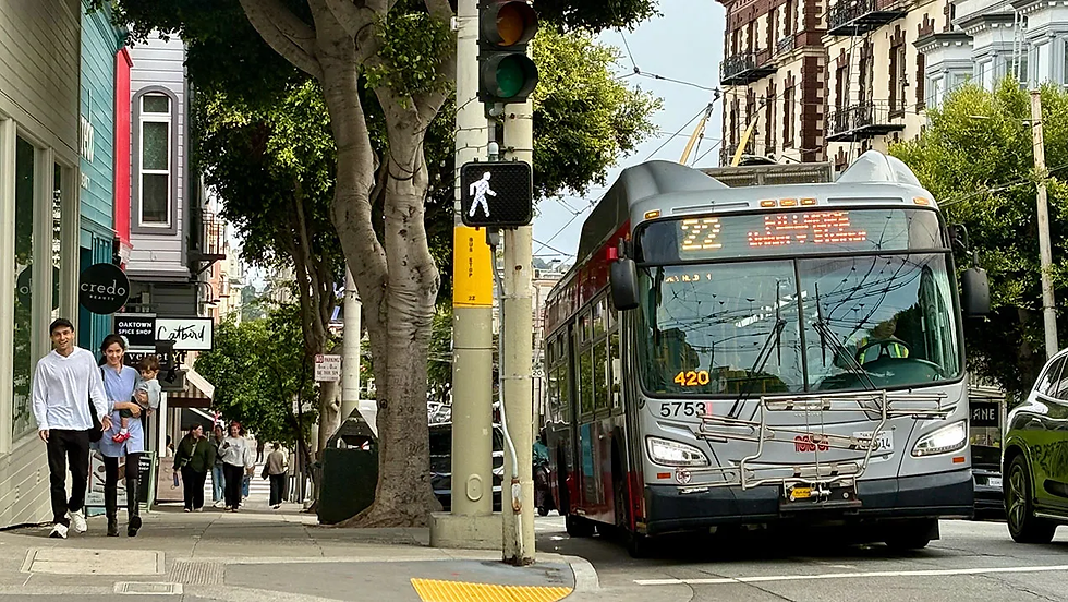 The 22 Fillmore line runs — slowly — through the heart of the neighborhood.