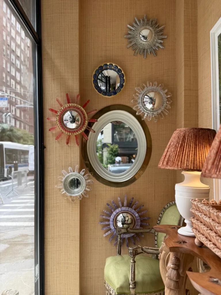 Evans’ mirrors in his New York design showroom.