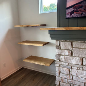 Live Edge Custom Shelving | Floating Shelves | AgainstTheGrain Woodworking | Carmel, IN