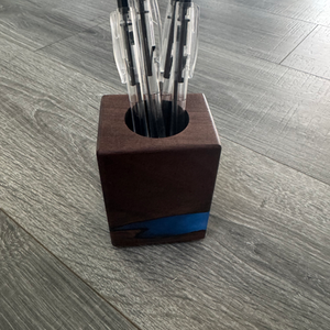 Live Edge Epoxy Walnut Pencil Holder | AgainstTheGrain