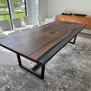 Live Edge Epoxy River Walnut Dining Table | AgainstTheGrain | Noblesville, IN