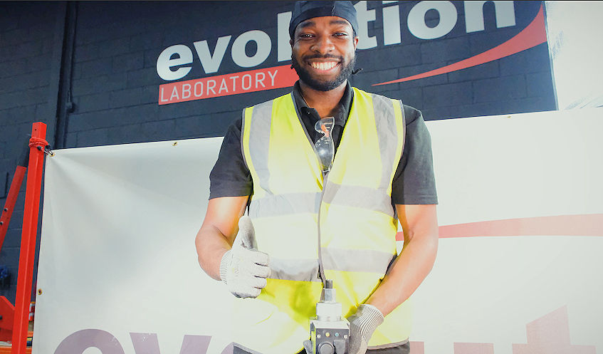 An engineer giving a thumbs up