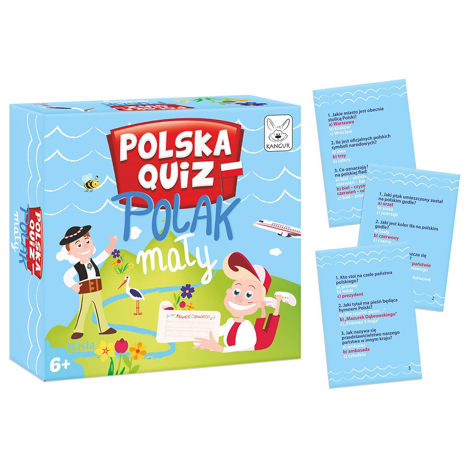 Cards from Poland quiz game for kids learning about Polish symbols and history