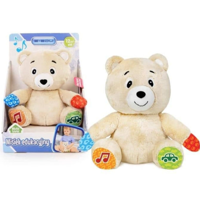 Interactive plush bear toy E-Edu by Artyk – sings songs, recites rhymes, soft educational teddy for toddlers