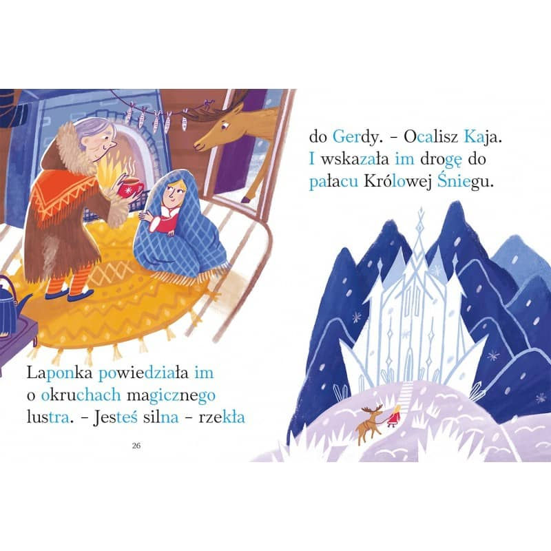 Inside pages of Już czytam sam Królowa Śniegu Polish reading book for kids