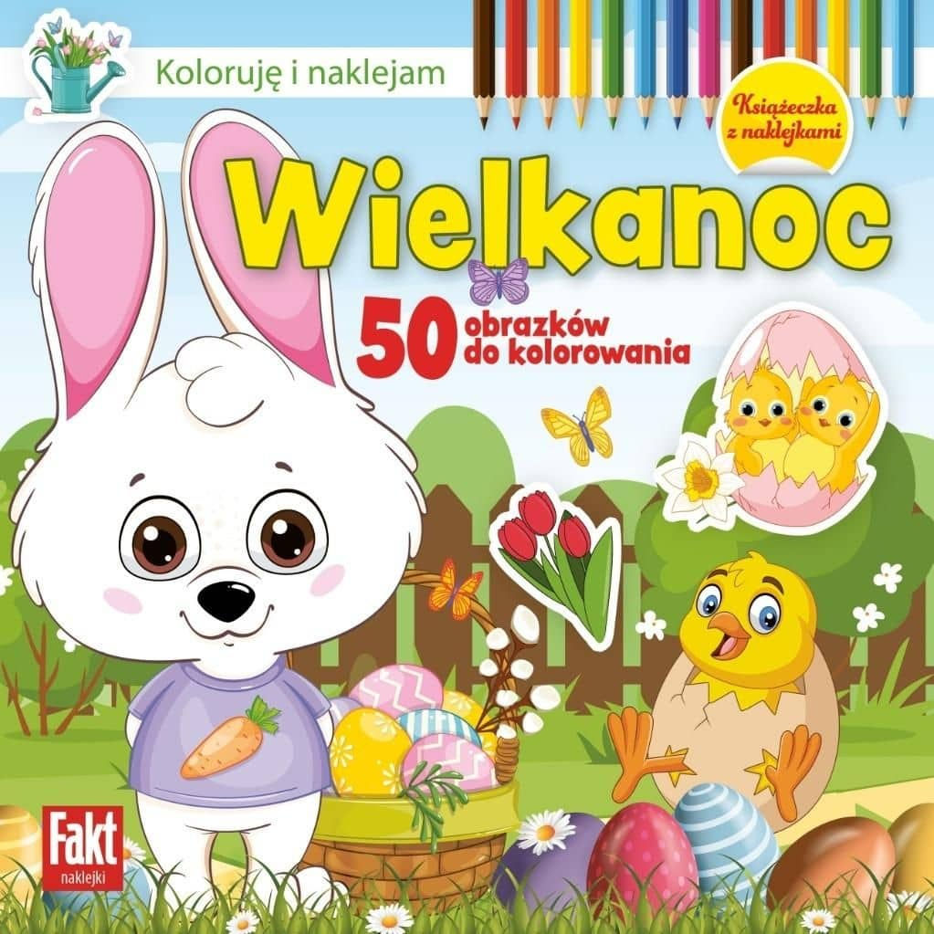 Polish Easter color and sticker book Koloruję i naklejam Wielkanoc for kids