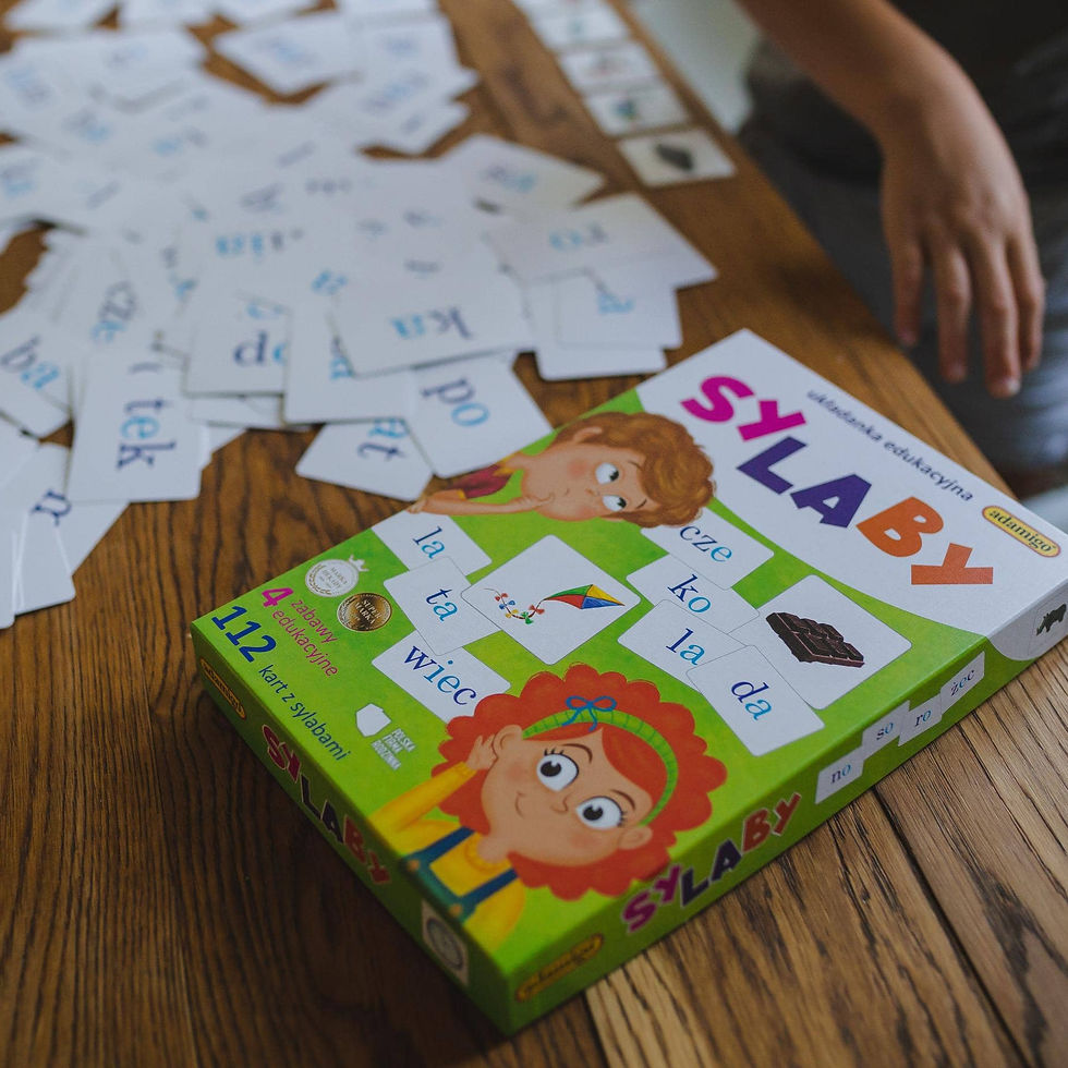 Polish educational game syllable word building cards