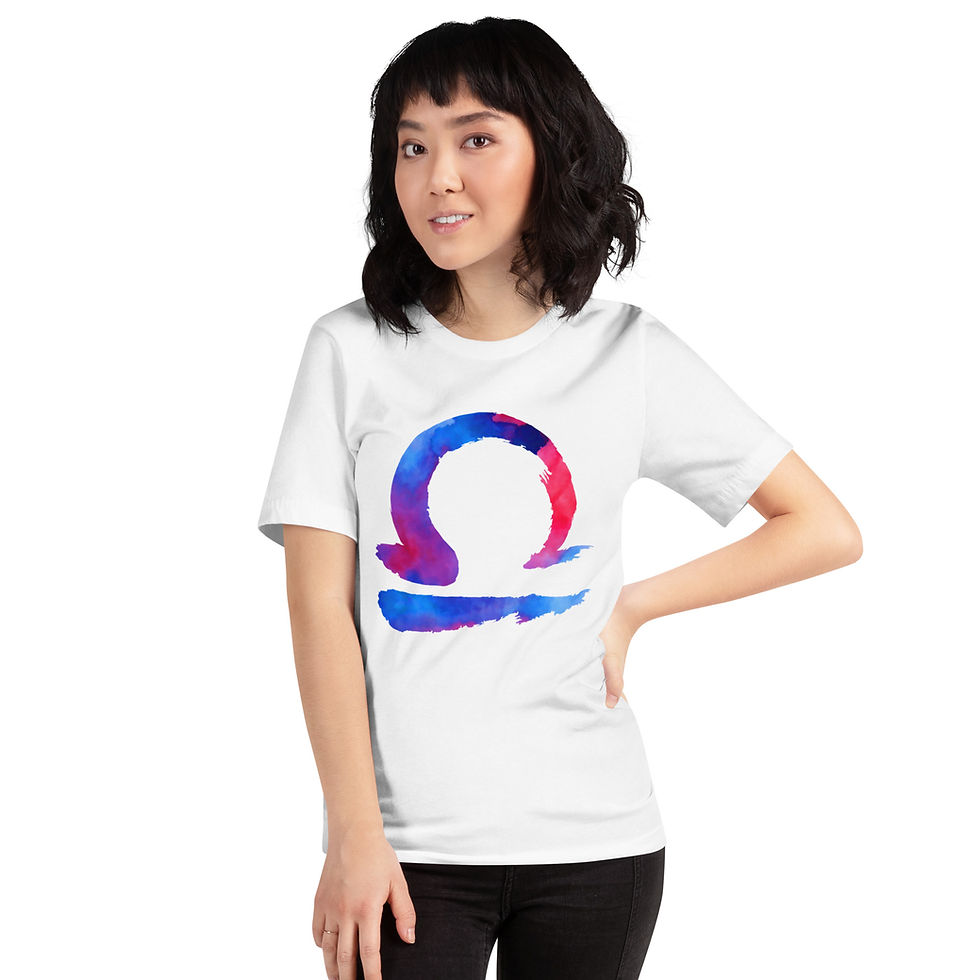 थंबनेल: Libra Zodiac Sign Unisex White T-Shirt 
