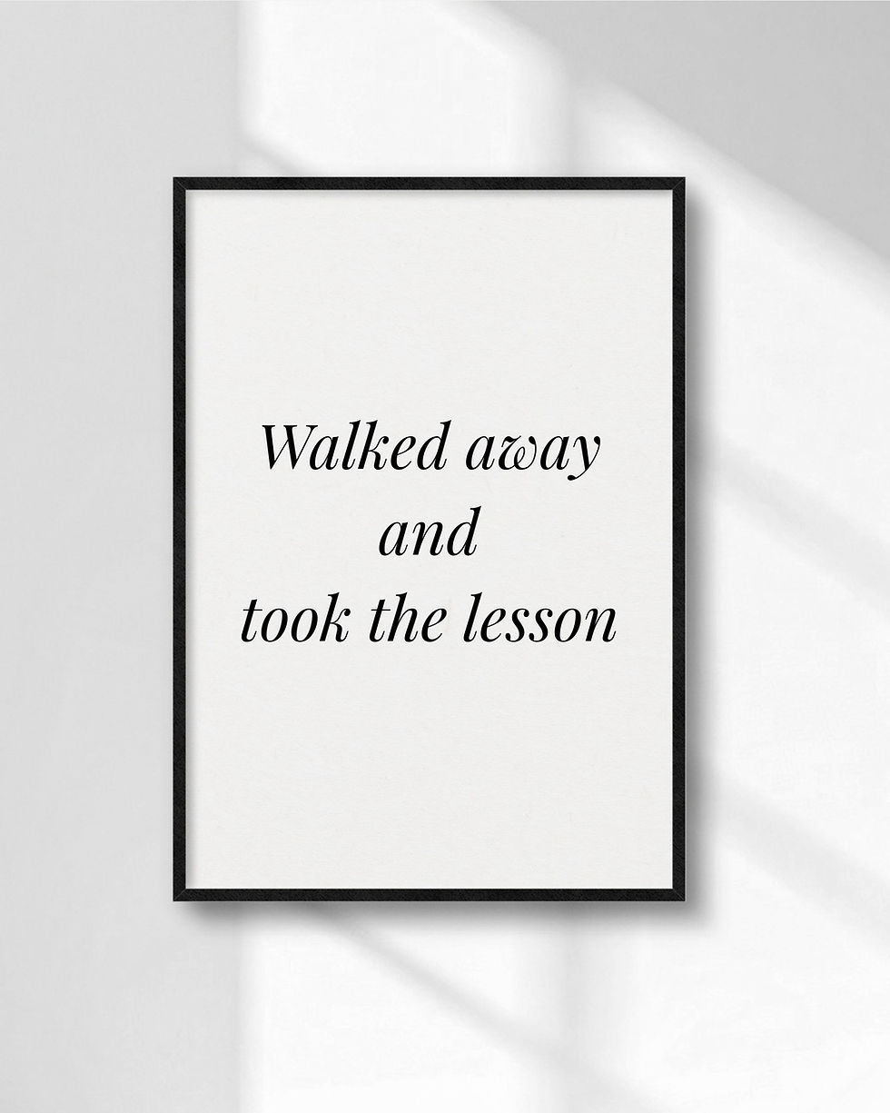 Miniatura: Minimalist quote printable wall art reading “Walked away and took the lesson” in elegant black typography on a neutral backgr