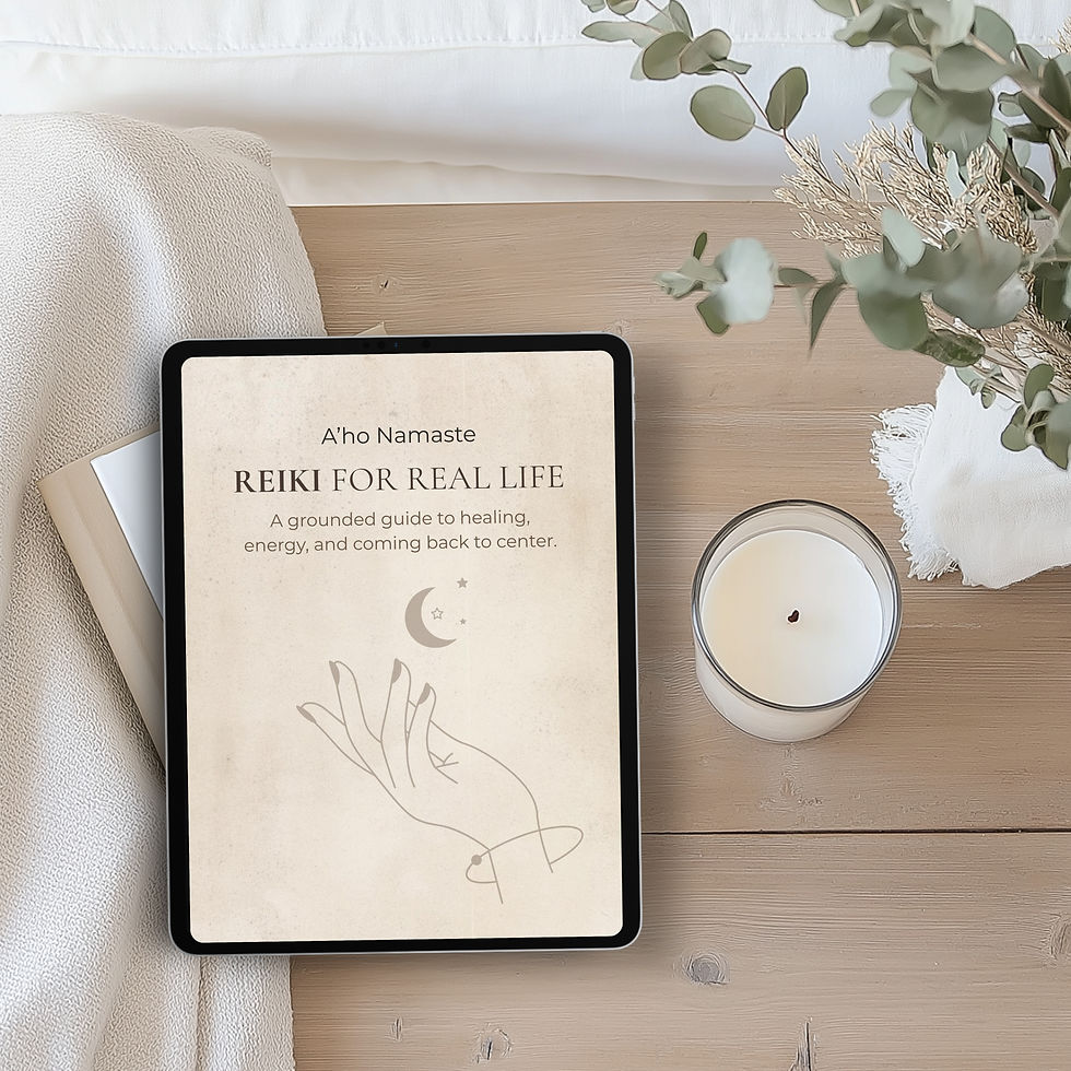 Thumbnail: Collection of printable spiritual wellness guidebooks including Reiki for Real Life by A’ho Namaste