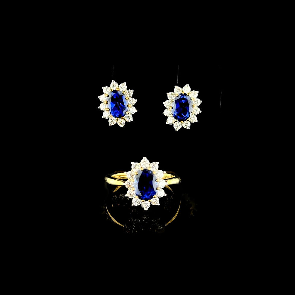 Yellow gold diamond and sapphire set