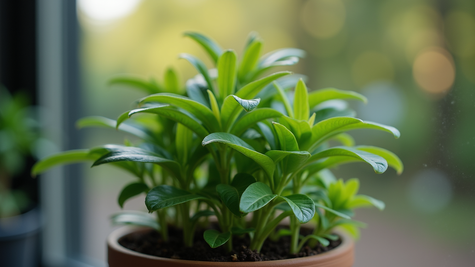 Close-up view of a lush green plant in a pot