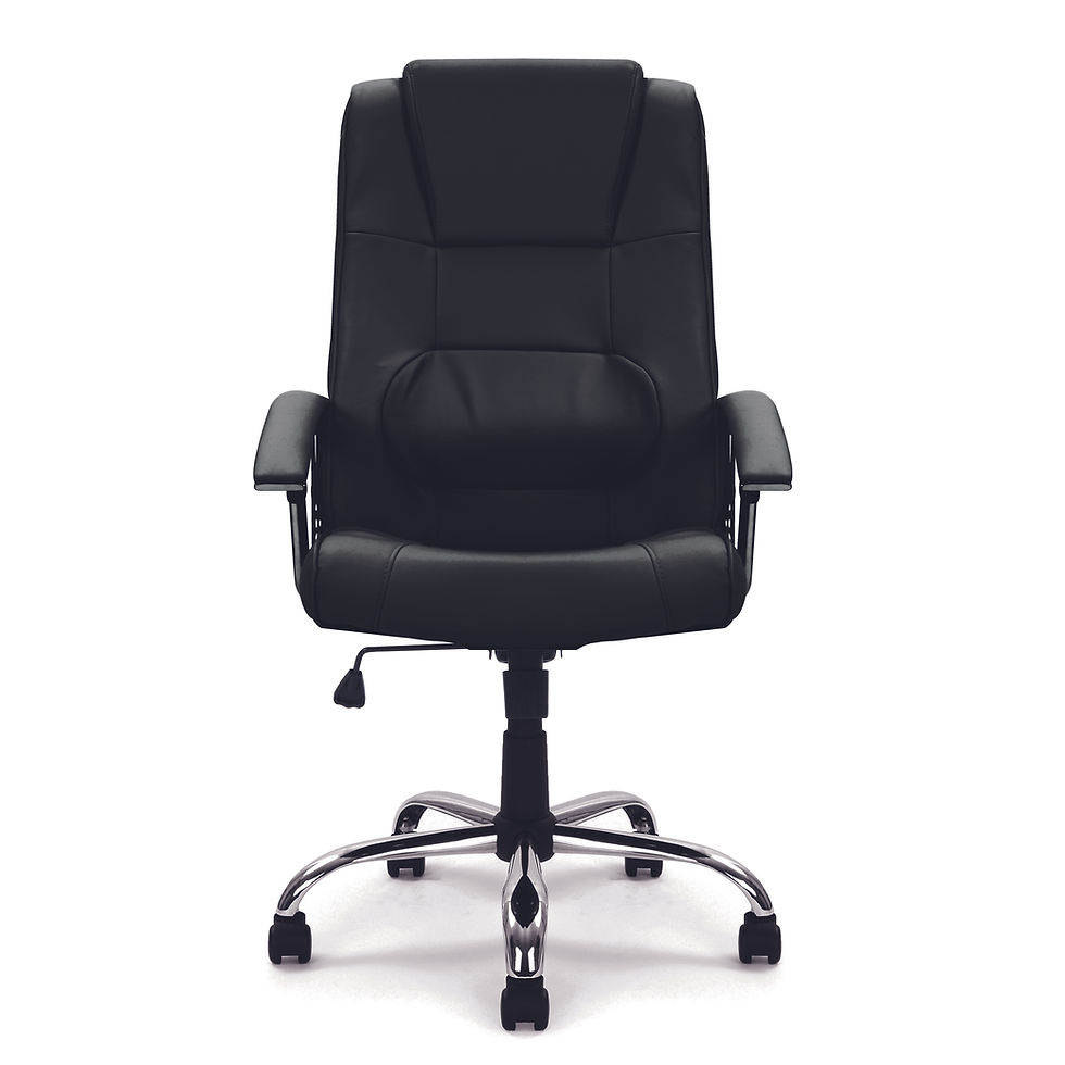 Belle High Back Leather Chair in Black Colour Front View