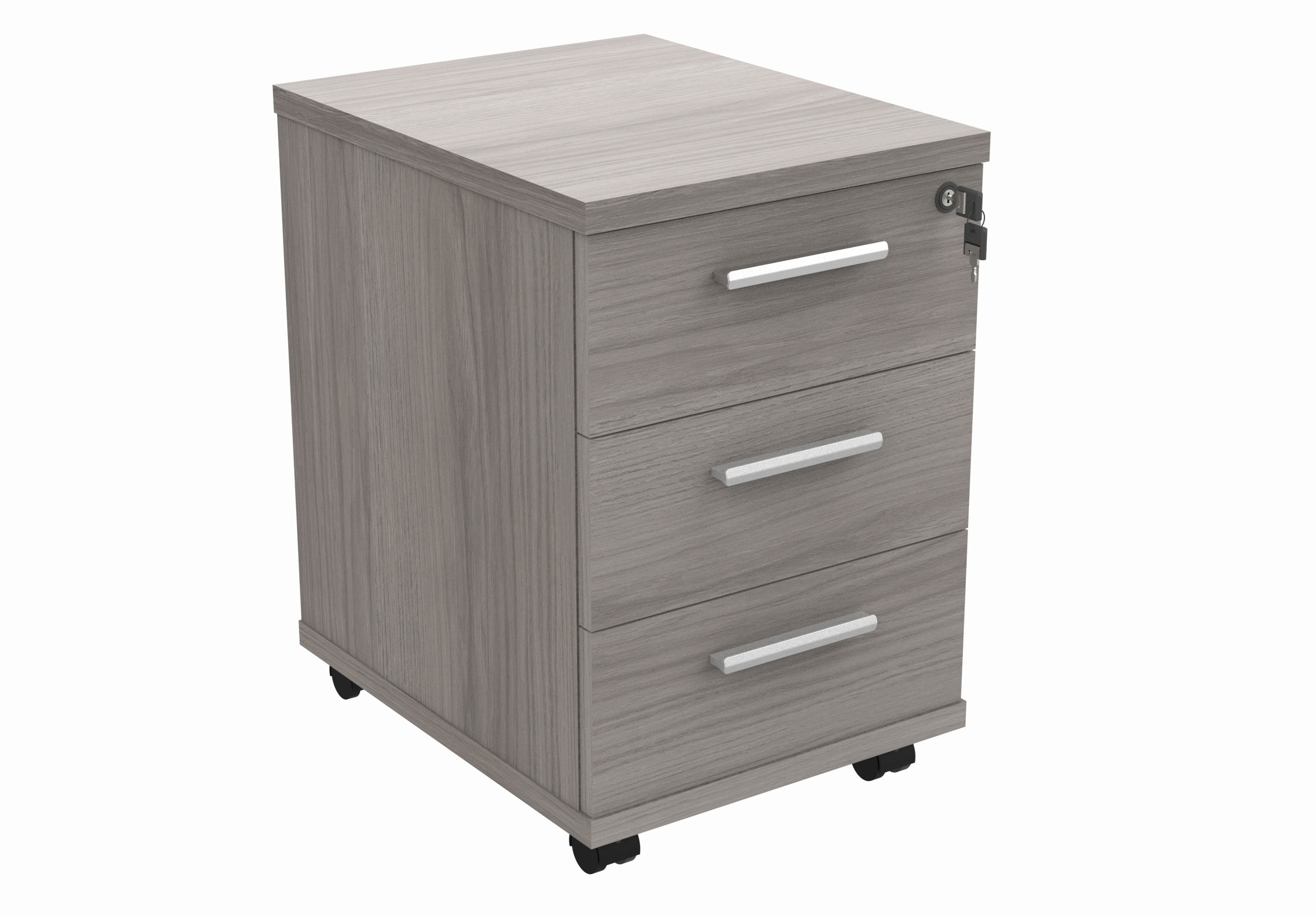 Origin 3 drawer mobile under desk pedestal in grey oak colour