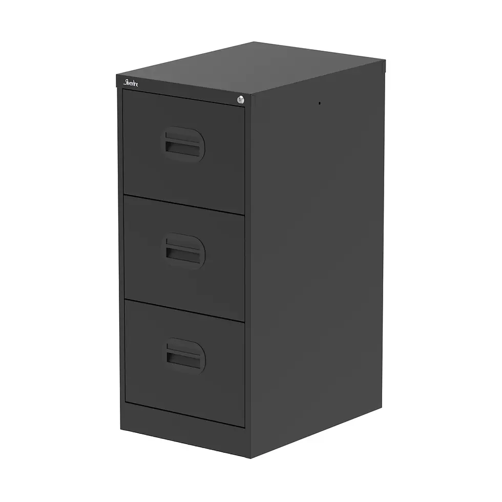 Qube 3 drawer steel filing cabinet in black colour