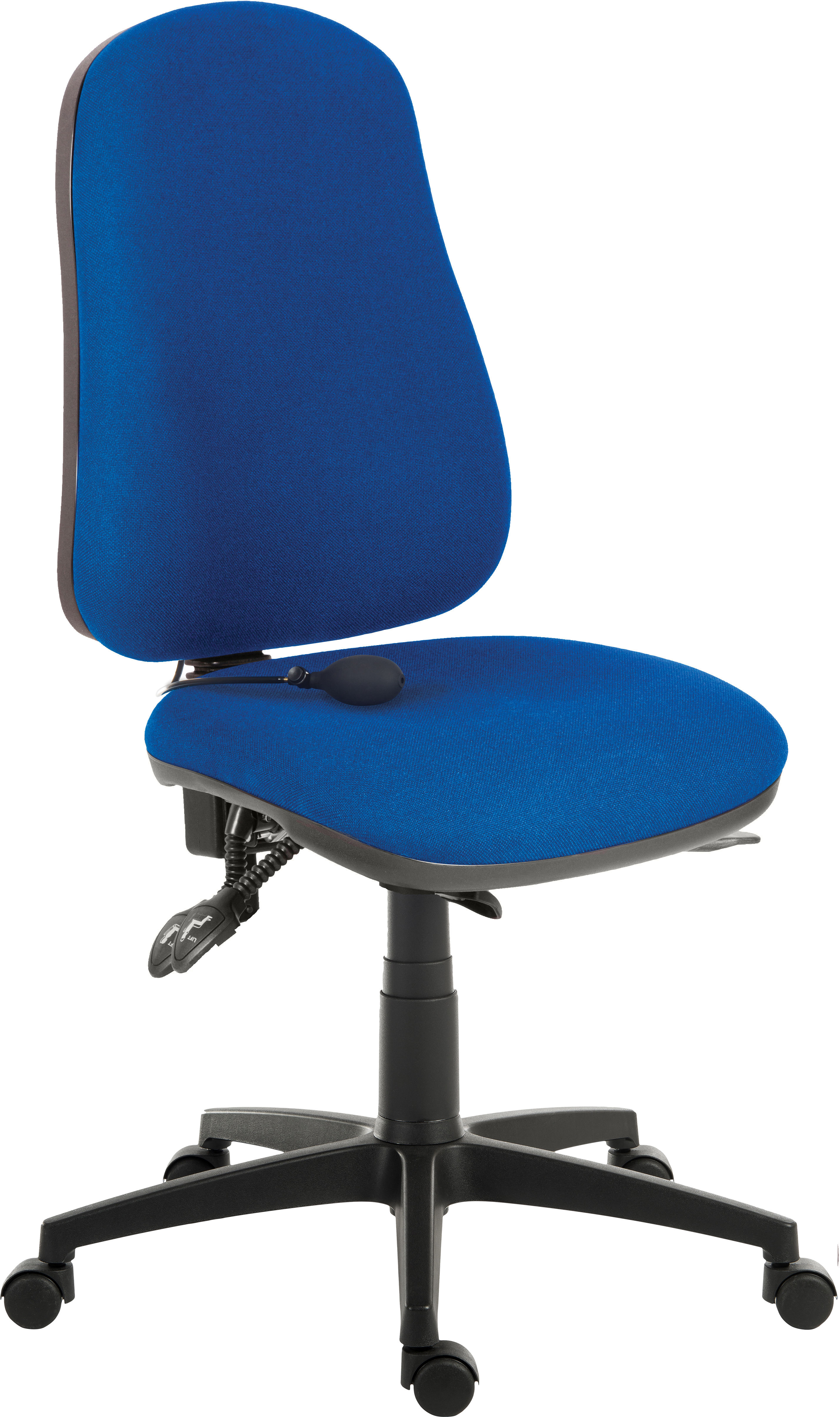 Lotus fabric pump up lumbar support ergonomic operator chair in blue colour main view